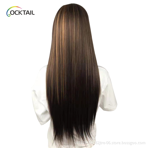 synthetic hair wigs highlights, bright color rainbow lace front wig